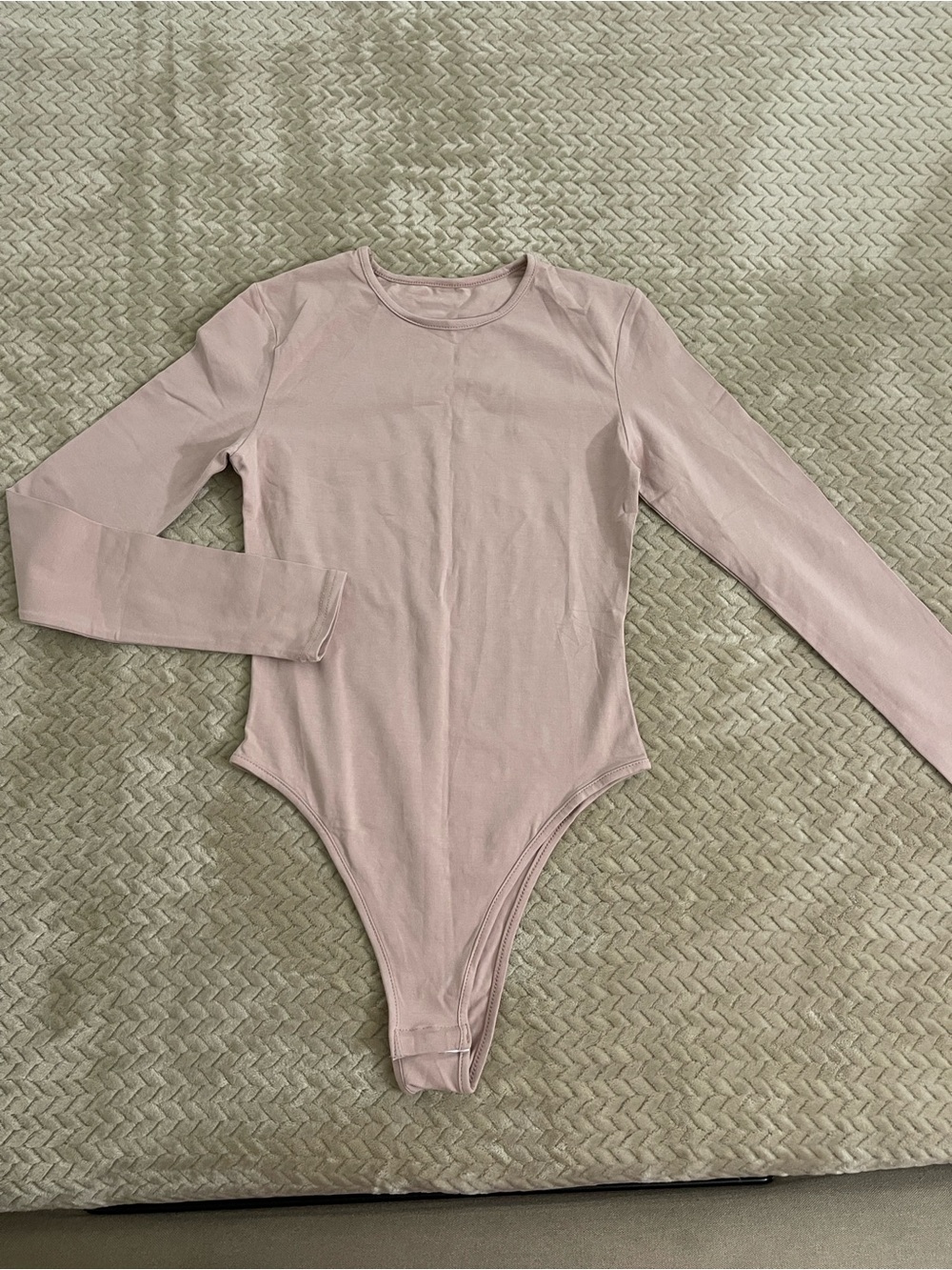 Long Sleeve women One-Piece Bodysuit in Blush Pink
